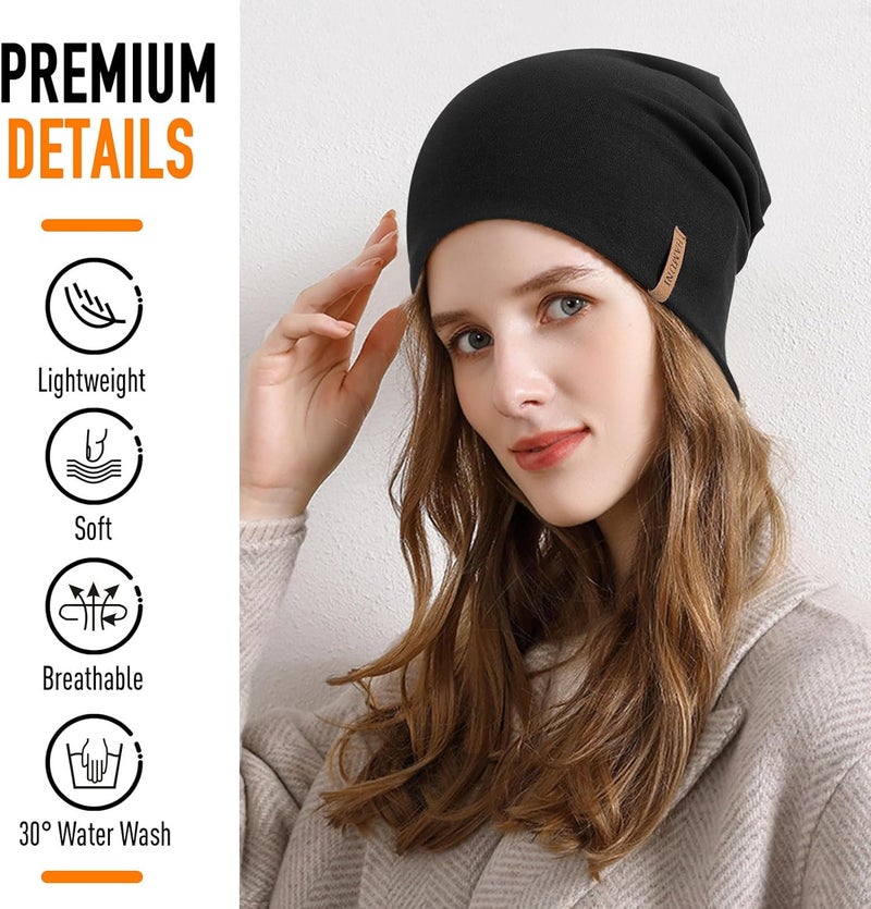 HAMUNI Slouchy Beanie for Women Cotton Beanies Hats Men Lightweight Soft Chemo Headwear Warm Skull Cap for All Seasons - Image 2